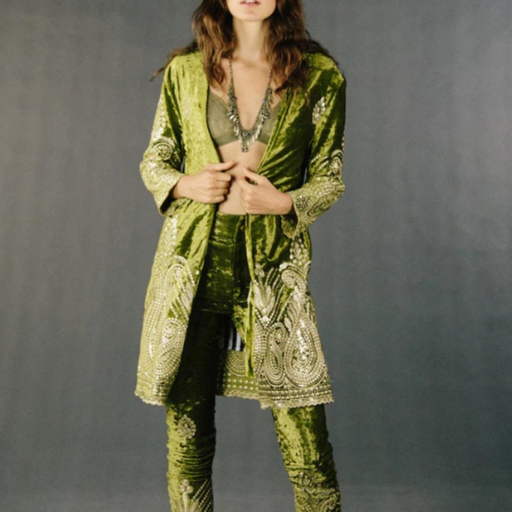 Lenni The Label INSTRUMENTAL JEANS AND NYVES JACKET SET moss velvet US4/8
